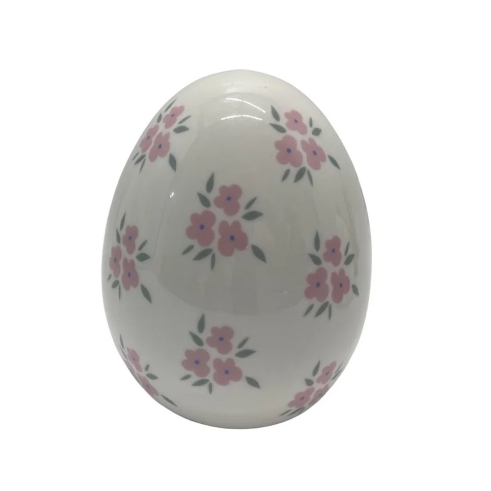 6” Ceramic Flower Easter Egg Decoration Pink/White White - My Texas House